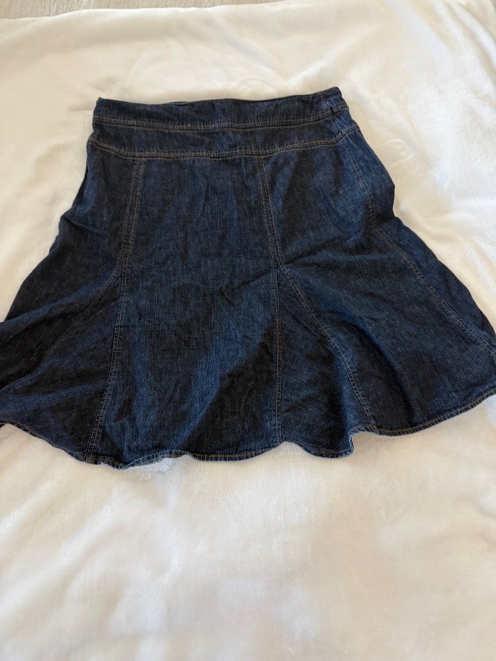 Chaps Dark Blue Denim Flared Skirt - Picture 2 of 3